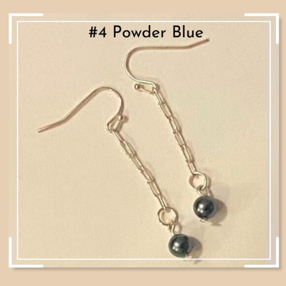 #4 Swarovski Powder Blue Crystal Pearl dangle earrings NEW - Picture 1 of 2